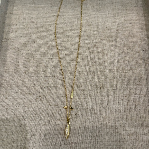 Stella & Dot Jewelry - Stella & Dot Gold Pendant Necklace Pave Crystal Drop Adjustable Chain